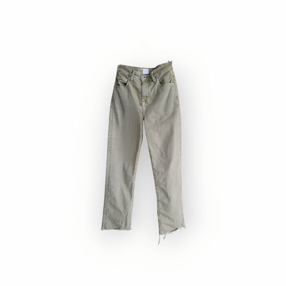 Jonathan Simkhai Green High Rise Frayed Hem Straight Leg Eco-Friendly Jeans 25 - Picture 5 of 16